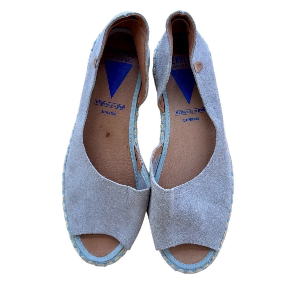 Verbenas Cruz Serraje gray suede espadrille flats, Women's 10 (41), EUC
